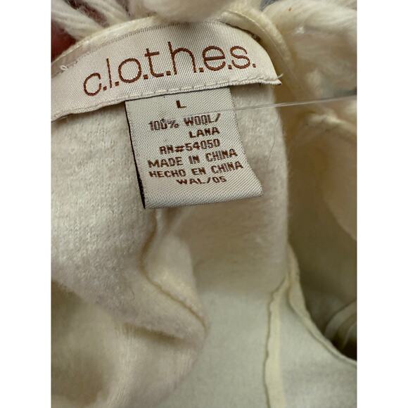 Vintage C.l.o.t.h.e.s Womens Size L Fringe Detail V Neck Wool Cardigan Sweater - Picture 4 of 4